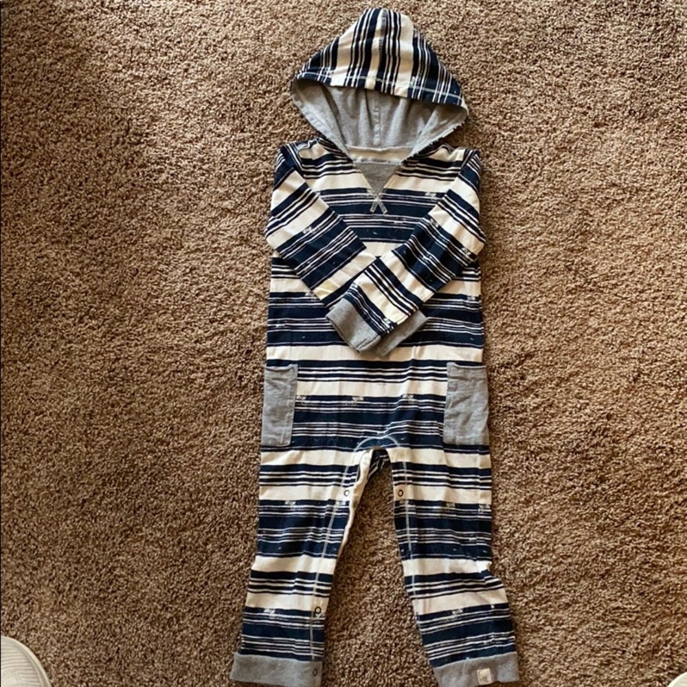 Baby boy Burts Bees one piece hooded outfit